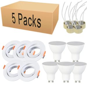 5 Pack  MR16 Housing GU10/GU5.3 6W 120/38 Degree Led  Bulb 2700-6500k Gu10 Spot Led with Lampholder
