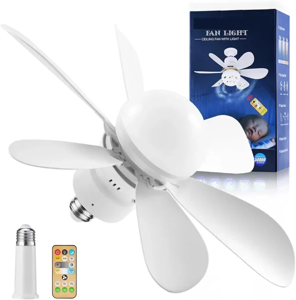 Home Appliance E27 E26 Bulb Air Ventilation Socket Fan Lamp Dimmable Light 6 Blades Ceiling for home light 2pcs/lot - Image 2
