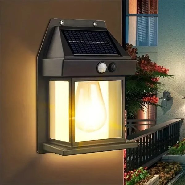 PIR Garden Lighting Solar Outdoor Wall Lamp Waterproof Warm Light Tungsten Filament Lamp Solar Wall Lamp - Image 3