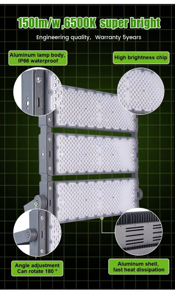 High Brightness Waterproof IP65 200w 400w 600wLED Flood Light SMD Chip  Outdoor Tunnel Sport Stadium Warehouse - Image 3