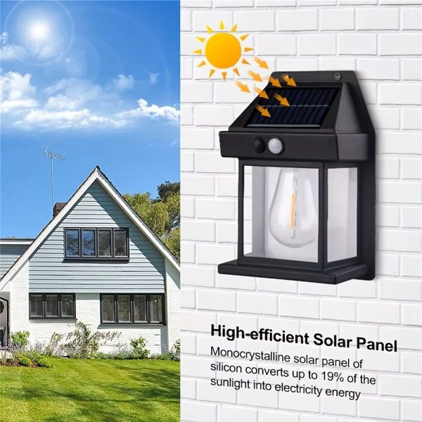 PIR Garden Lighting Solar Outdoor Wall Lamp Waterproof Warm Light Tungsten Filament Lamp Solar Wall Lamp - Image 4
