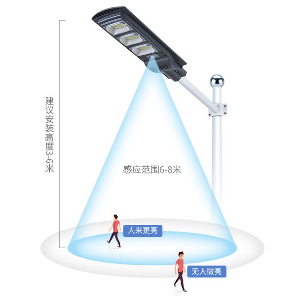 Outdoor Waterproof IP65 100w 200w 300w 400w 500w ABS Plastic Integrated All in One LED Solar Street Lights With Pole - Image 4