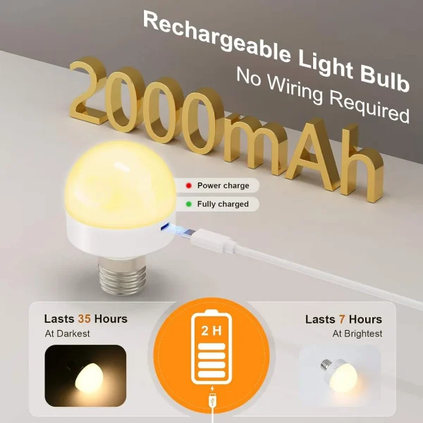 E26 Rechargeable RGB Dimming Bulb with Remote – Ultimate Wireless Lighting Solution - Image 4