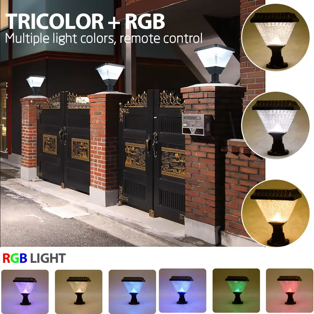 Solar gate light is multiple light color ,romote control