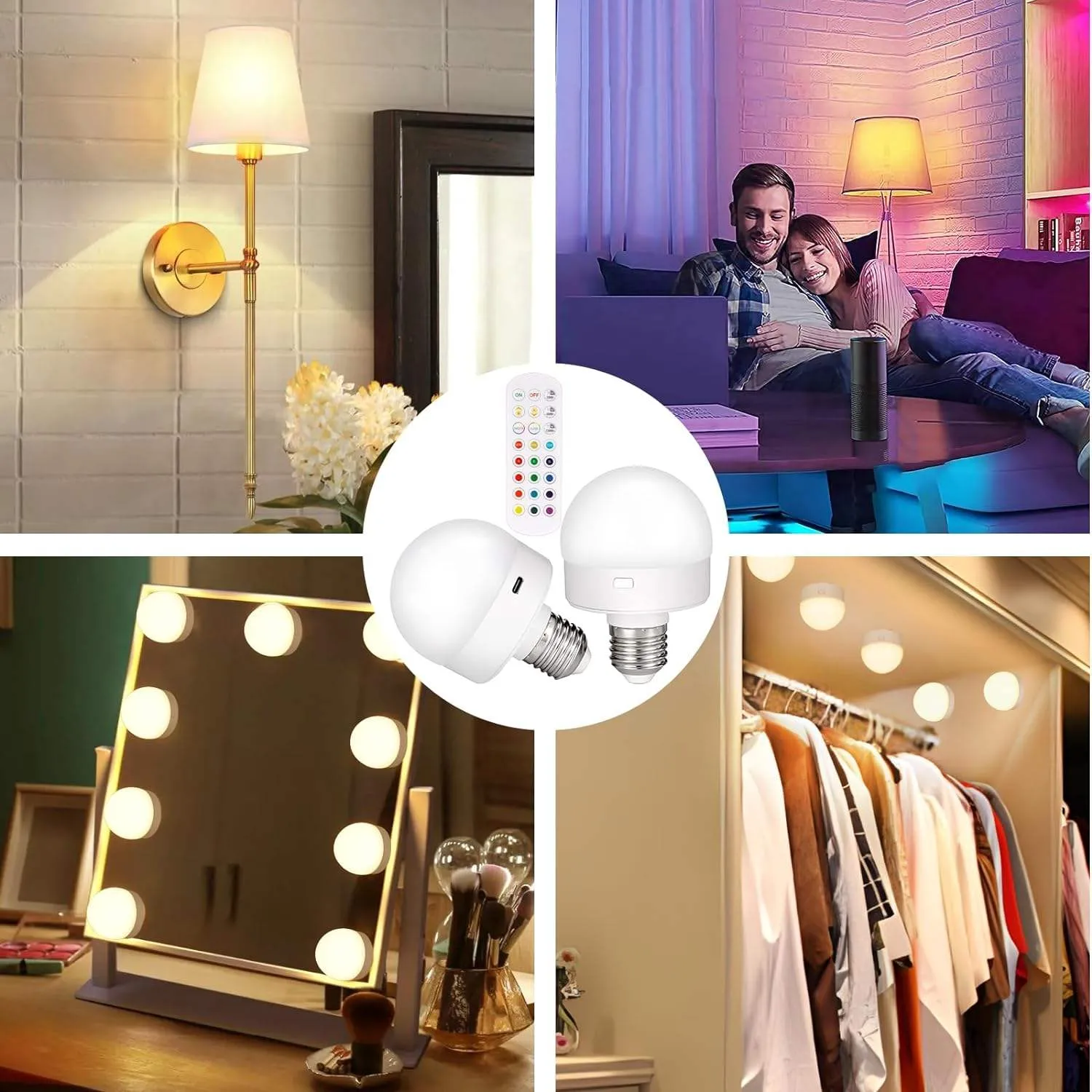 E26 Rechargeable RGB Dimming Bulb used everywhere without wire