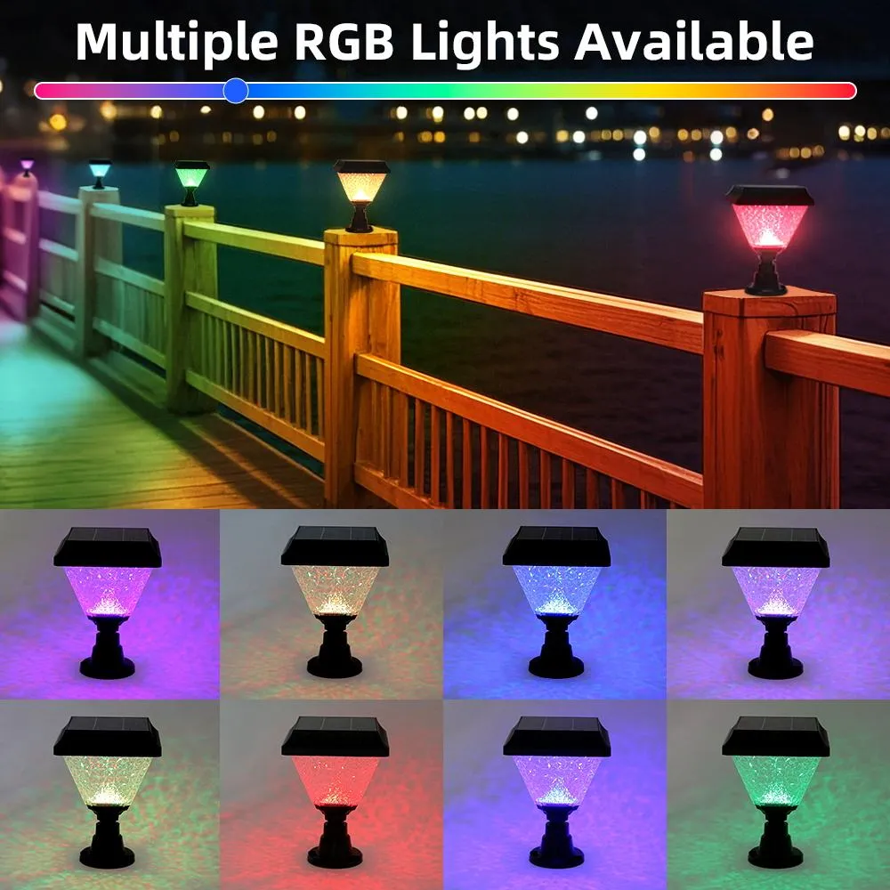 Solar powered pillar light used on the two side of road are colorful .