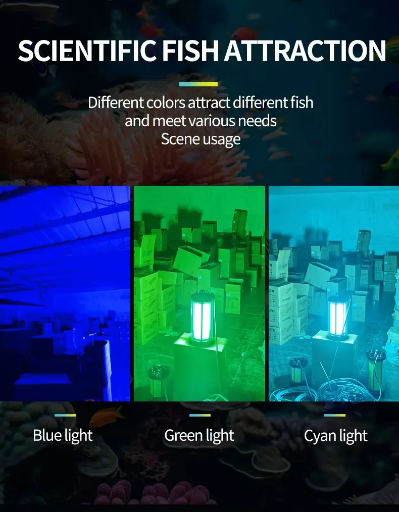 IP68 different light color attract different fish