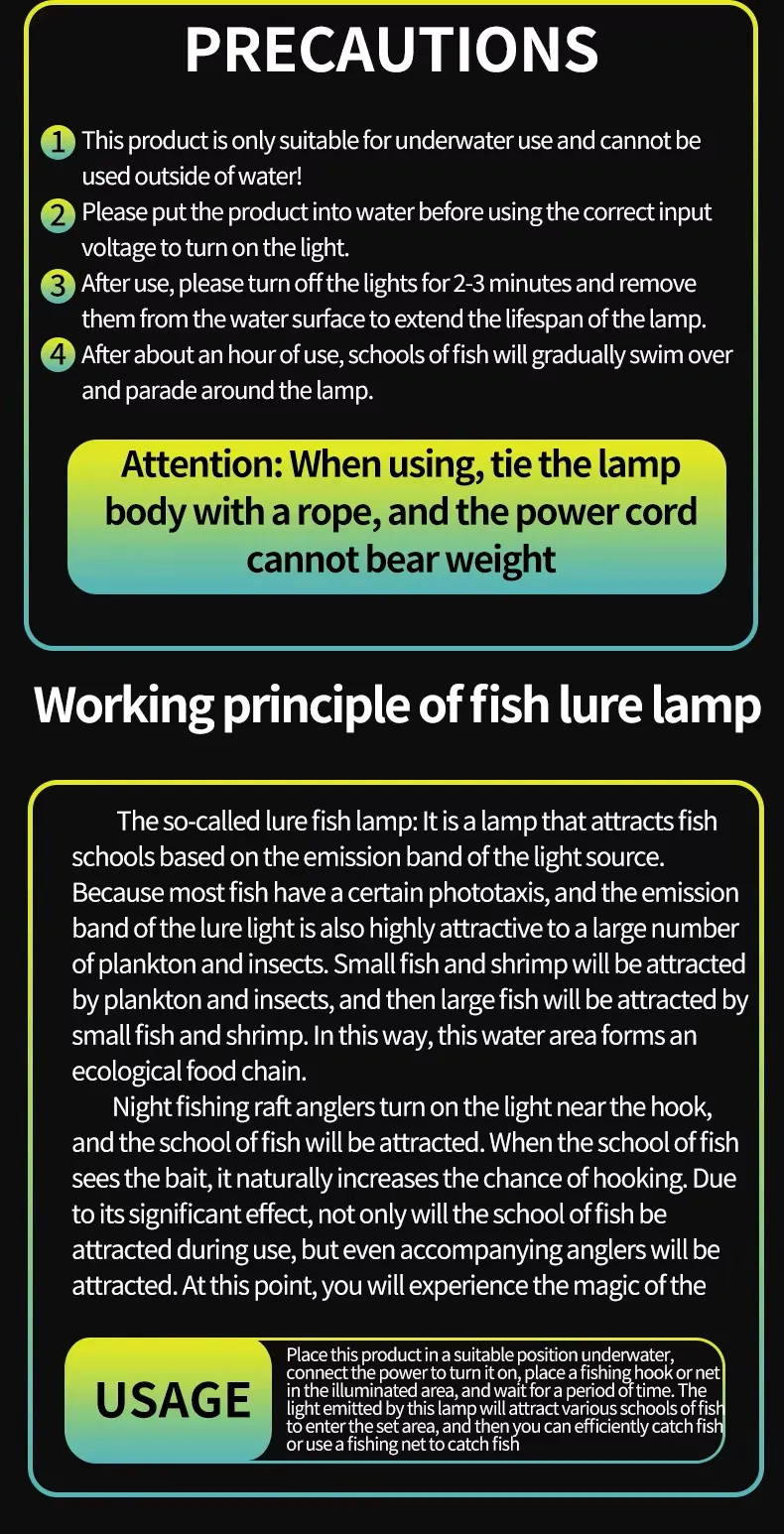 IP68 fishing lights preacutation