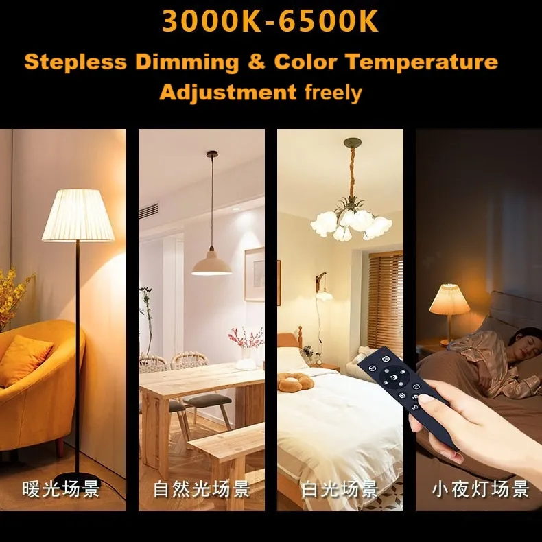 Stepless Dimming & Color Adjustment: Customize brightness (0-100%) and color temperature (2700K warm white to 6500K cool white) to match any mood or activity.