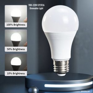 A19 stepped dimming bulbs feature preset brightness options (e.g., 20%, 50%, 80%, 100%)