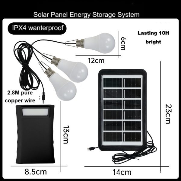 Outdoor Camping Solar-Powered Power Bank Lighting System - DC5V LED Bulb Compatible - Image 4