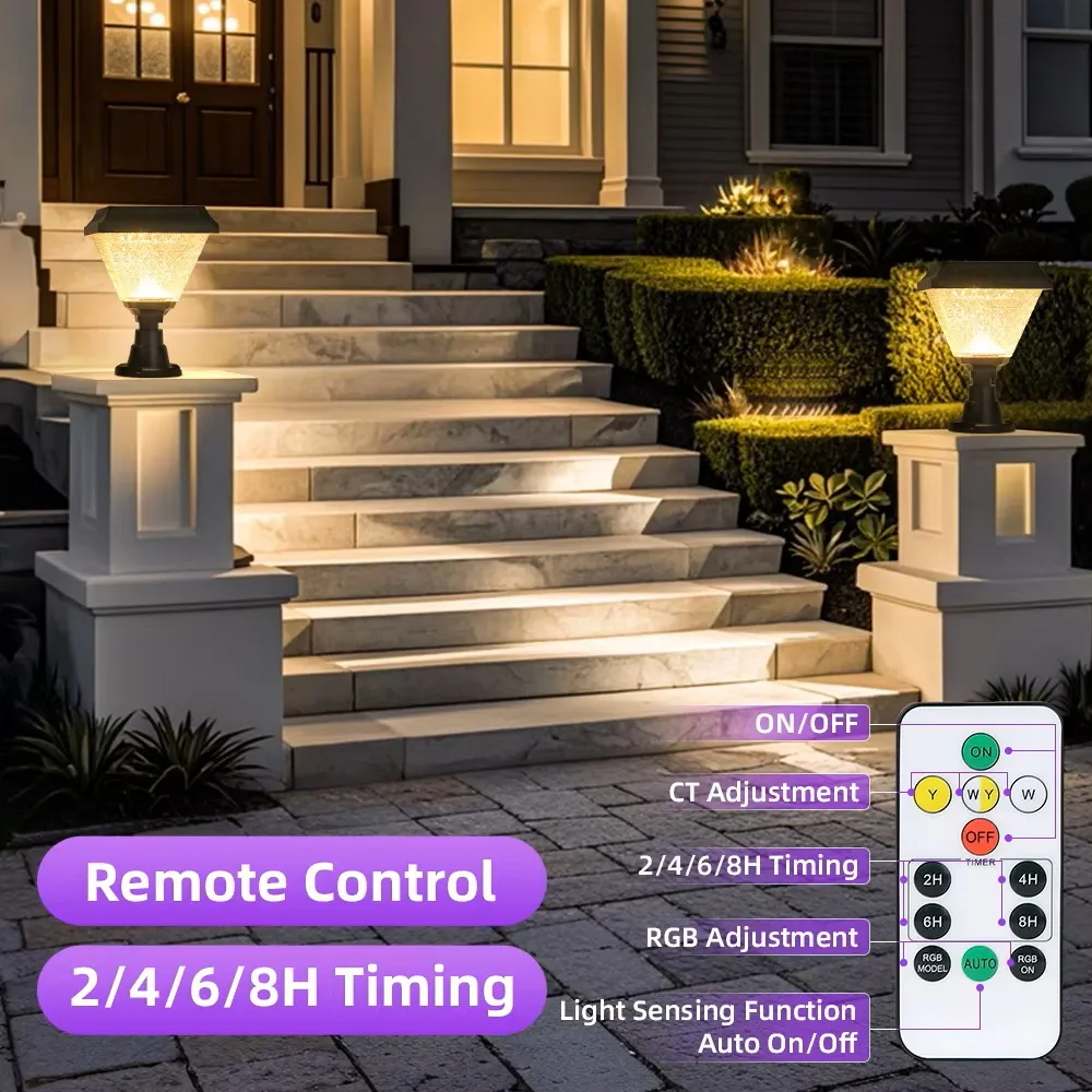 solar power gate light used on the stair side of villia and show how to use the romote control 